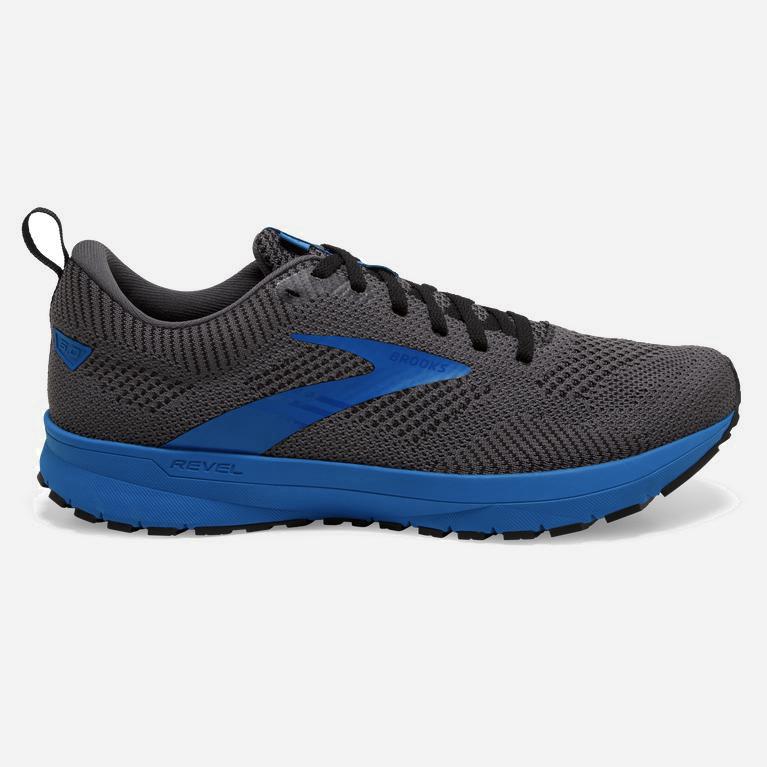 Brooks Revel 5 Israel - Men's Performance Road Running Shoes - Black/Grey/Blue (84732-SBMT)